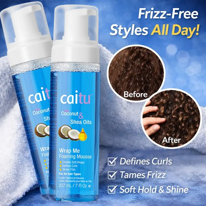 Coconut & Shea Curl Defining Foaming Hair Mousse | Wrap Me Soft Wraps, Anti-Frizz, Natural Shine