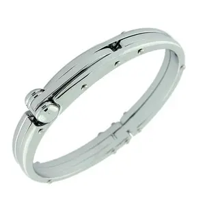 Handcuff Stainless Steel Men's Bracelet with Clasp and Buckle Closure
