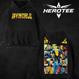 [ Hero Tee ] [ Hero Tee ] Vintage Invincible Inspired Graphic Hoodie, Retro Comic Superhero Pullover, Heavy Blend Streetwear Sweatshirt, Unisex Gift for Comic Fans