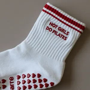 Hot Girls Do PILATES Socks - WHITE/RED