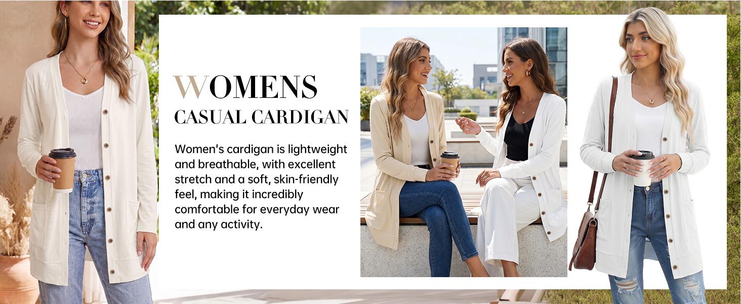 GRECERELLE Womens Lightweight Long Sleeve Cardigan with Pockets | Button Front V Neck Cardigans, Soft Business Casual Trendy Layering Sweater GRECERELLE Womens Lightweight Long Sleeve Cardigan with Pockets | Button Front V Neck Cardigans, Soft Business Casual Trendy Layering Sweater