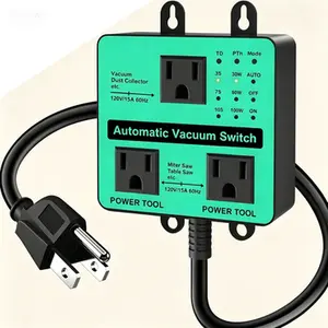 Automatic Vacuum Switch with Customizable Delay, Adjustable Power Tool Trigger, Overload and Tripping Protection, Autoswitch for Dust Collector and Shop Vac, 3/7/10 Second Timer, 30/60/100 Watt Adjustable