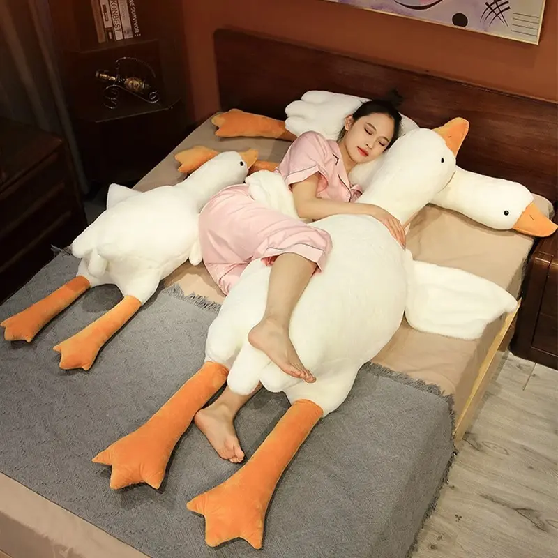 90/130/160/ 190cm Plush goose toy pillow, suitable for large sofas, ideal for bedtime companionship, plush pillow can be used as a gift