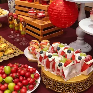 Deluxe 3-Piece Gold Cake Rack-Elegant Wedding and Party Dessert Display Tower| Gorgeous European afternoon tea platter| Elevate your celebrations