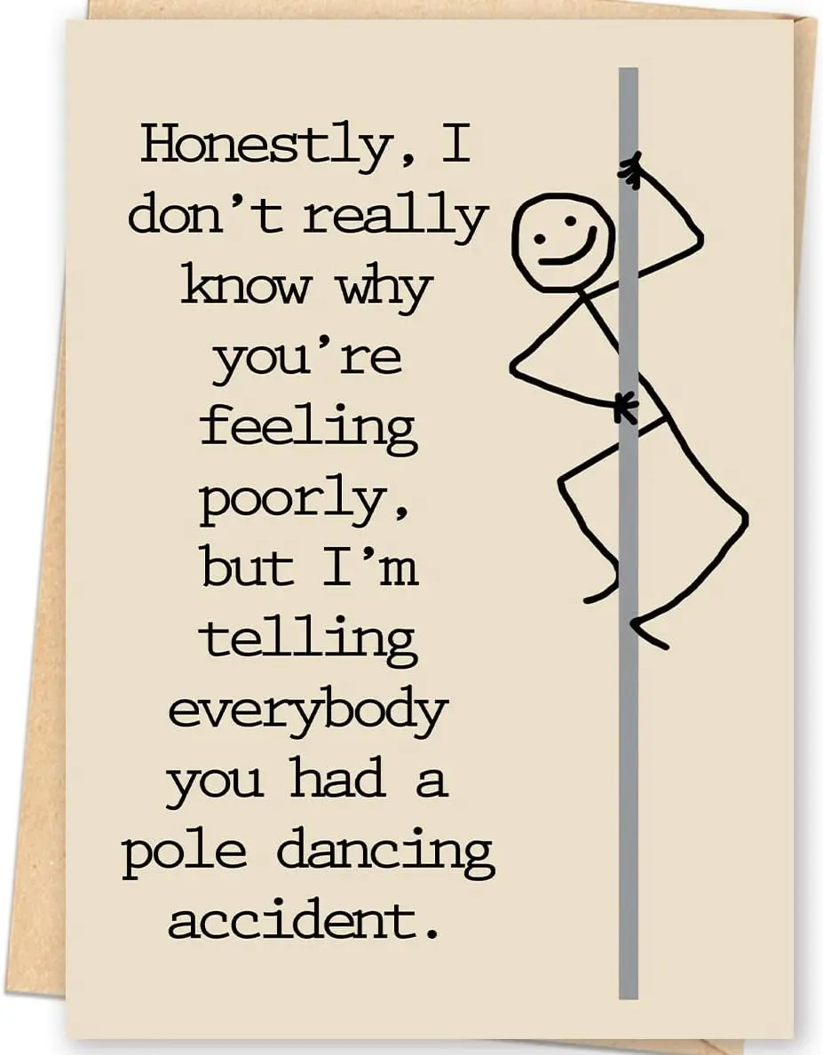 Funny Get Well Soon Card for Women Men, Surgery Recovery Card | Feel Better Gifts For Him Her Friends Family, Get Well Soon Card for Friends, Printed Message Inside with Envelope