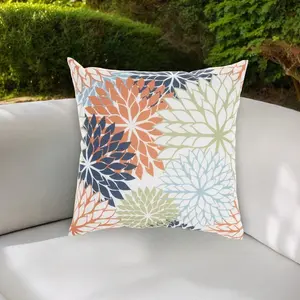 HomeRoots 527774 20 in. Orange Green & Blue Floral Indoor & Outdoor Throw Pillow