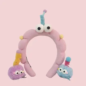 Halloween Monster Toy Bands Cute Plush Headwear Clips for Party Girls and Women Spa Headband with Towel Cloth Bubble Skincare Finger Bow Hair  Fashionable Hairstyle Accessories Linen  Mini Masks Minimalist