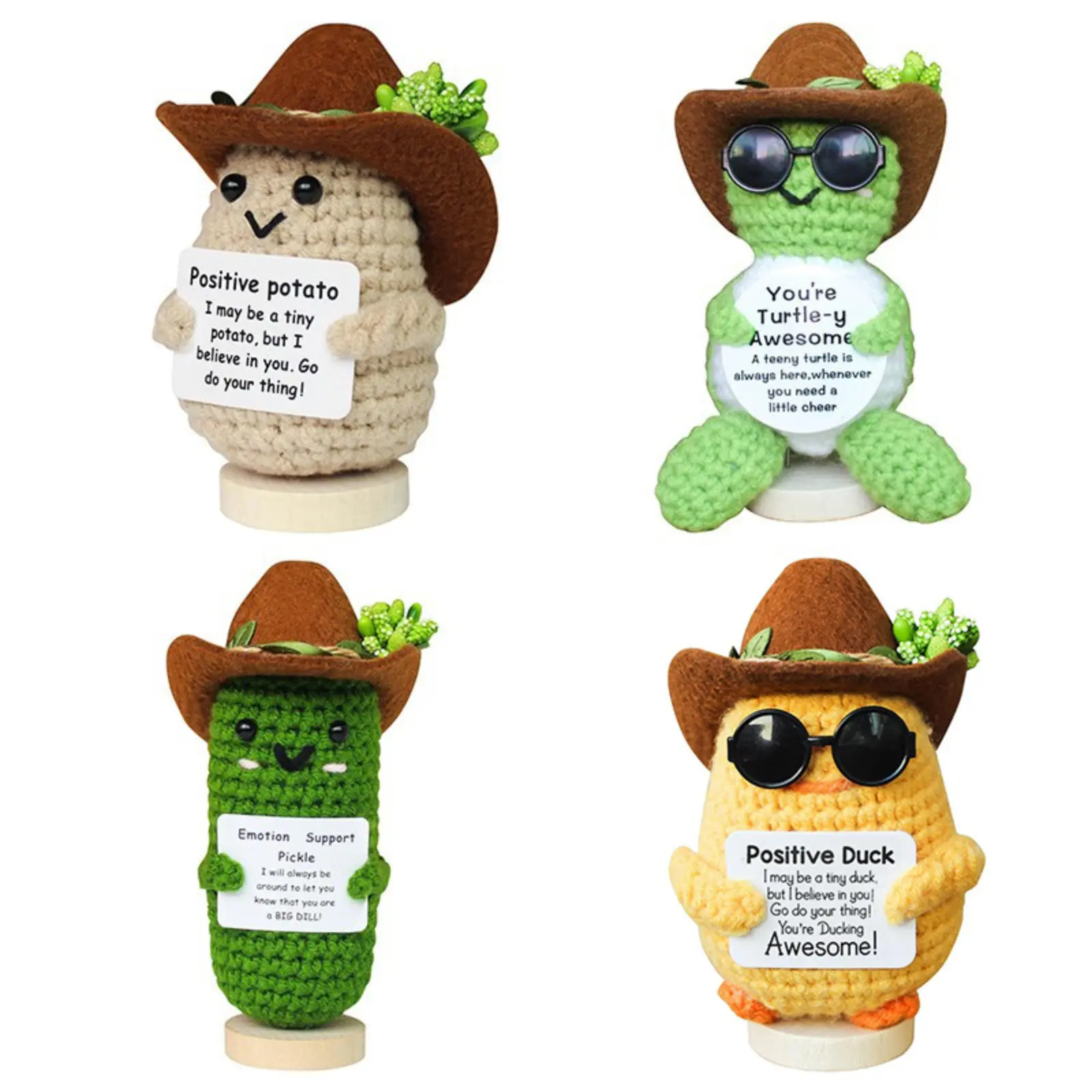 Hand-Crocheted Woolen Doll — Animal with Cowboy Hat | Cheerful & Adorable | Gift for Kids | Decorative Ornament