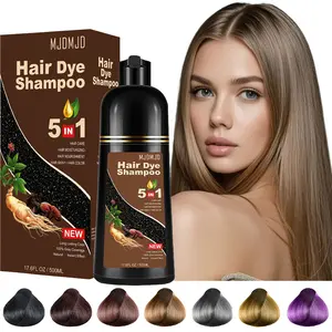 5-in-1 Hair Dye Shampoo Light Brown, Natural Hair Color Shampoo for Gray Hair, Hair Instant Dye Shampoo for Women & Men, Long-Lasting Shampoo Hair Dye Colors Hair in Minutes, Champu Para Canas, 500 Ml Haircare Herbal Ingredients