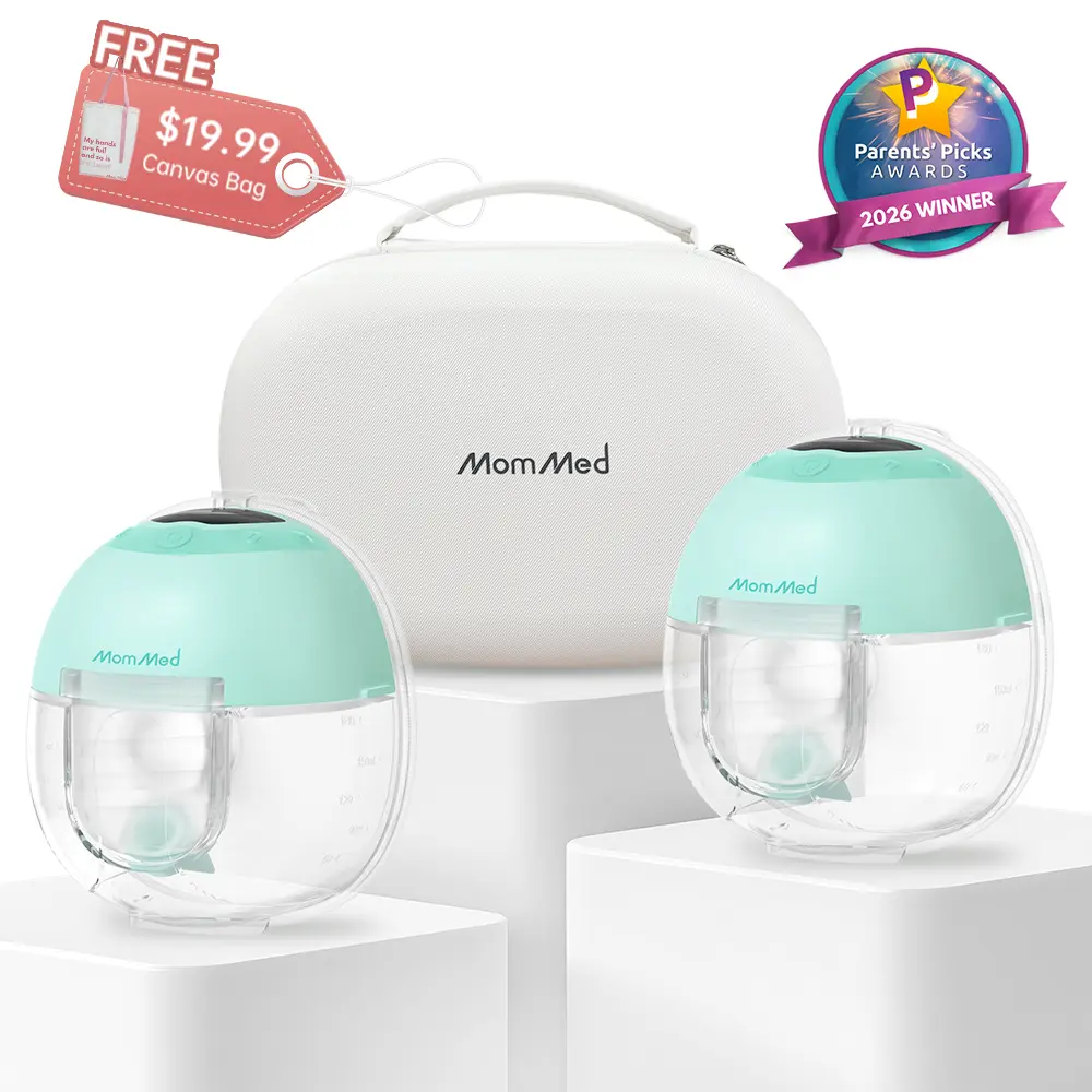 MomMed S33 Luma Built-In Night Light Wearable Breast Pump With 4 Modes & 9 Levels, Electric Breast Pump, Portable & Hands-Free Breastfeeding Pump With 17/19/21mm Flange Inserts