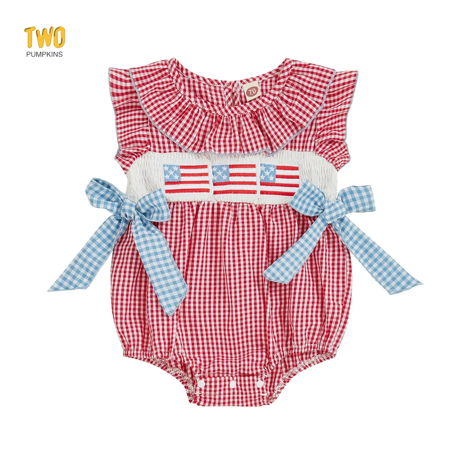 Newborn Baby Girl 4th of July Outfit Smocked Clothes 1st Fourth of July Bubble Romper Independence Day Bodysuits