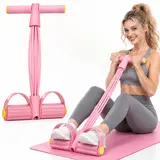 6-Strand Heavy Duty Abdominal Crunch Fitness Equipment – Leg & Core Workout, Sit-Up Assist, Home Gym Exercise, Non-Slip Foot Pedal & Resistance Bands (Portable)