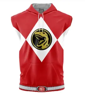 Red Ranger Mighty Morphin Sleeveless Hoodies, Power Rangers Anime Graphic Sleeveless Sweatshirt Hoodies