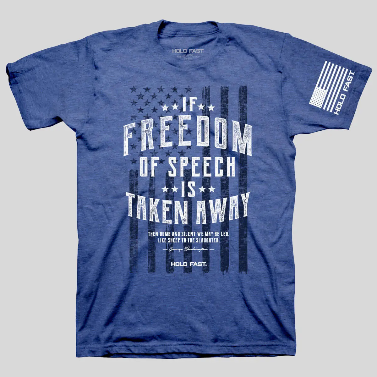 Men's Graphic T-Shirt, Patriotic George Washington Freedom of Speech Quote, Short Sleeve Semi-Fitted Cotton Blend Knit Tee