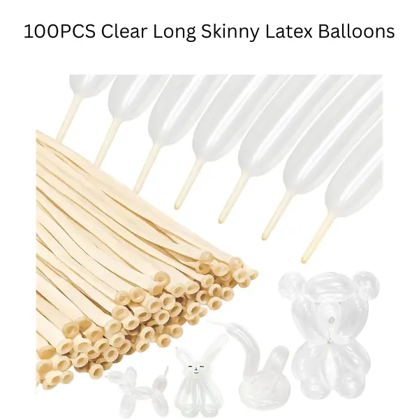 100PCS Clear Long Skinny Latex Balloons, 260 Balloon Animal Kit for Kids Party, Balloon Twisting Supplies Summer Gift