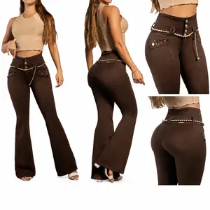 High-Waisted Colombian Flare Jeans - Brown