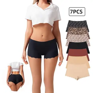 7-Pack Stylish Women's Boxer Shorts Soft Seamless Breathable Fashion Heart Print Slim Fit Yoga Shorts  Stretch Knit Shorts for All Seasons Slim-Fit Design Casual Breathable Knicker period underwear