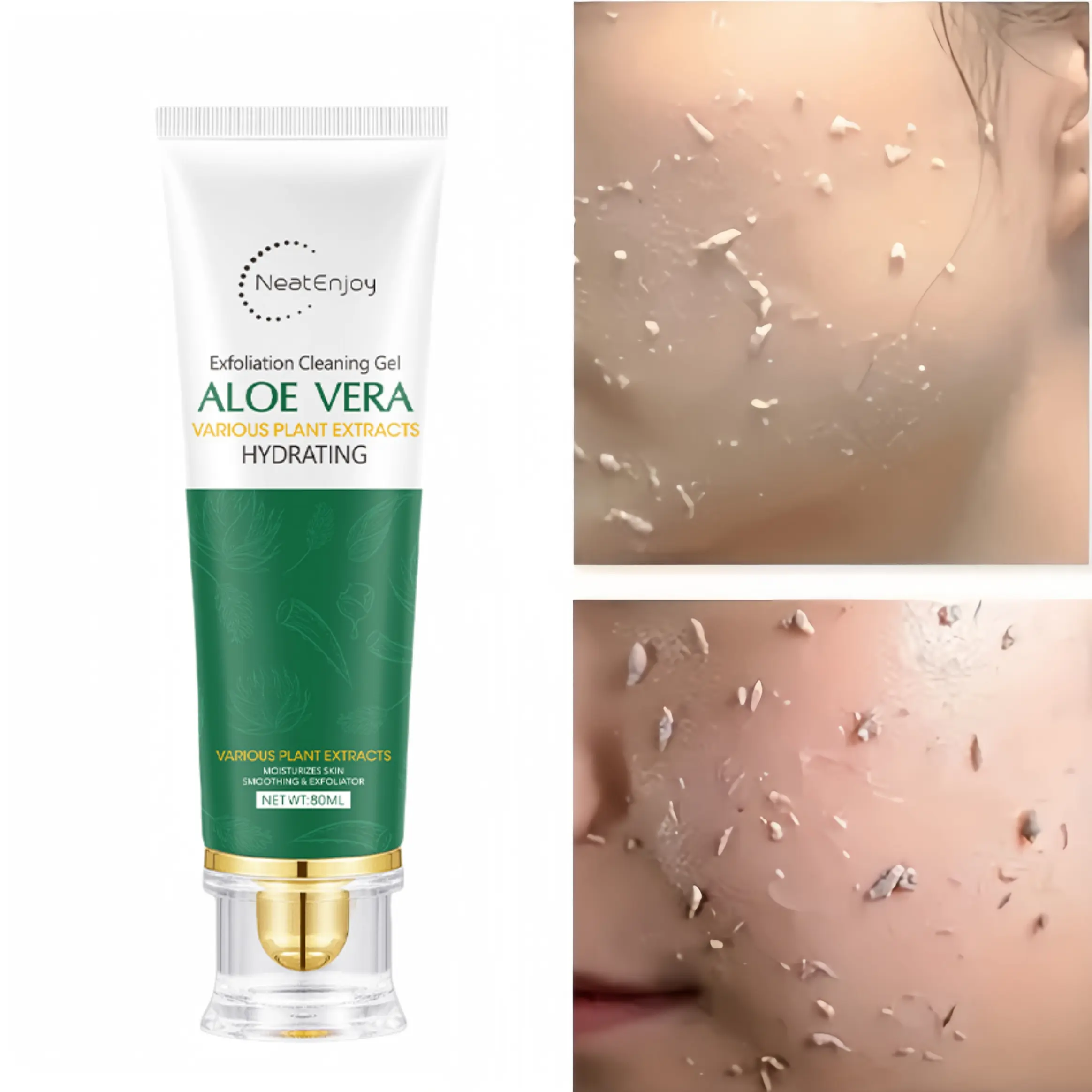 Aloe Vera Exfoliating Gel with Citric Acid, Long-Lasting Moisturizing Hydrating Cleanses Pores, Gentle Non-Irritating, Facial, for Face and Body, Daily Use
