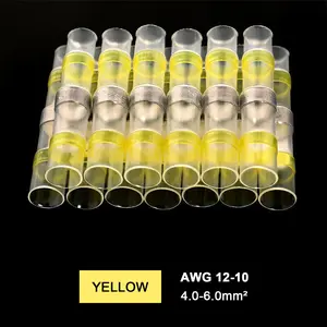 50pcs Waterproof Solder Rings (Bagged/Yellow), Heat Shrink + Solder Integrated, Waterproof and Insulating