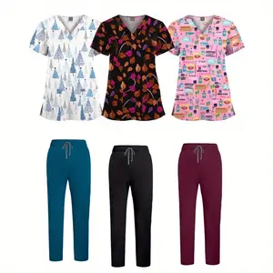 Printed Patterned Rapid - Dry Nurse Uniform Set: Comfortable, Breathable Work Clothes for Relaxed Shifts