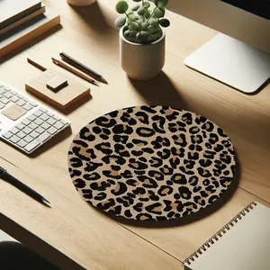 Leopard Print Round Universal Mouse Pad, Natural Rubber Non-Slip Desktop Mat, Small Size 19.99 Cm, Ideal Gift for Office Home Use, Desktop Accessory