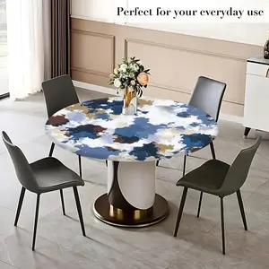 Elegant Elastic Round Tablecloth, Stretch Tablecloth, Elastic Edges, Easy Installation & Cleaning, Easy Maintenance, Reusable Multiple Sizes, Indoor Outdoor Use, Holiday Wedding Birthday Decor