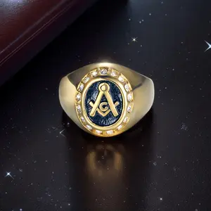 1 Pcs Men's Stainless Steel Gold Zircon Letter Moissanite Ring, Luxury Exquisite Punk Hip-Hop Costume Jewelry, Wedding Ring, Fashion Accessory Gift, Moissanite Rings