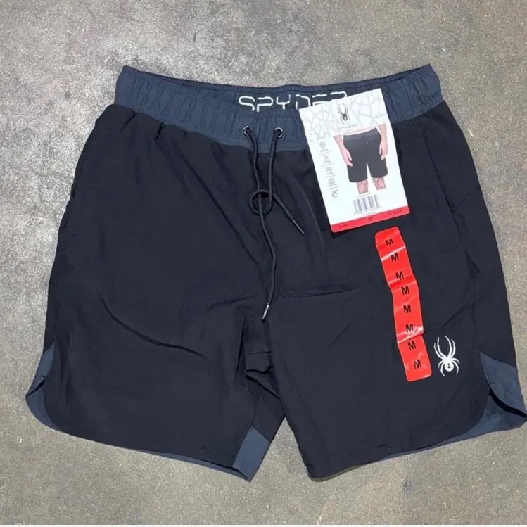 Spyder Men's Black and Gray Swim Shorts