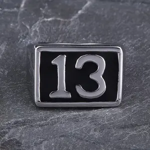 GTHIC Classic Square 13 Signet Ring Stainless Steel Biker Jewelry for Men Daily Wear