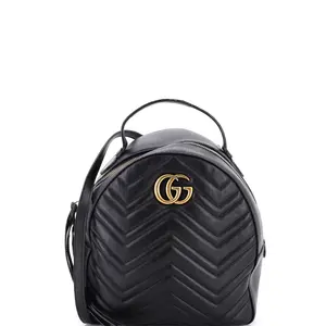 Pre-owned GUCCI Leather Backpacks GG Marmont Backpack Matelasse Small by Rebag