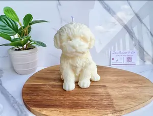 Cream 3D Puppy Candle