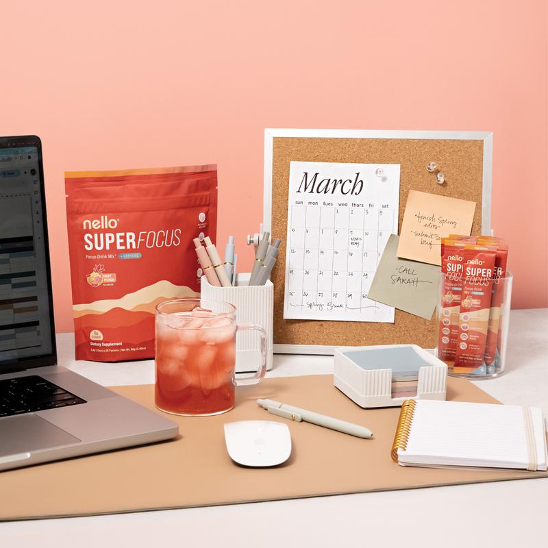 Nello Superfocus – Nootropic Drink Mix with Lion’s Mane, Rhodiola & Alpha-GPC – Supports Memory, Brain Health & Mental Stamina, Enhances Clarity & Sharpness, Helps Fight Brain Fog – Travel Packets (20 Servings) Healthcare Convenient