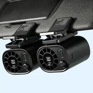 【Summer Survivals】Joytutus Compact Clip-On Car SunVisor Fan - Portable USB Rechargeable, 360° Rotation, Long Lasting Battery, LED Display, Cars Accessories for Kids Family Summerwins