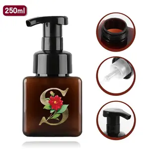 250ML Square Mousse Foam Bottle, Durable Foaming Pump Bottle with Press Type Nozzle, Refillable Empty Dispenser for Liquid Soap Cleanser Body Wash