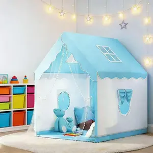 Kids Fun Play Tent, Pretend Play House with Windows & Curtains, Sturdy Steel Frame, Carry Bag, Portable Outdoor Playhouse, Secret Base, Ideal Party Decor & Holiday Gift, No Accessories & Lights