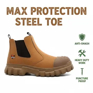 SpringStatements Brown Steel Toe Construction Shoes Safety Sneakers Splash-Proof Puncture-Proof Smash-Proof Anti-Slip Lightweight Breathable Comfortable Industrial Construction Sneakers Men Women Outdoor Heavy Duty Protective Footwear