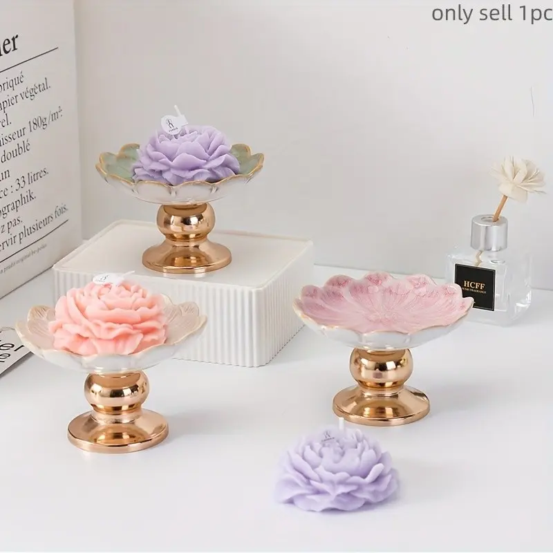 Flower Shaped Ceramic Candle Holder, 3 Counts/set Creative Candle Stand, Decorative Candle Holder for Home Living Room Bedroom Dining Room, Ornaments, Halloween, Flower Design