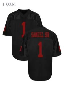 American Football Jersey - Breathable T-Shirt Letter Embroidered, V-Neck, Short Sleeve, Loose Fit for Casual, Streetwear & Sports Activities