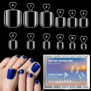 Gel x Toe Nail Tips - 240pcs Clear Full Cover Toenails Tips for Acrylic Nails Extension 12 Size Short Square Fake Toe nails Press On Toe Nail Salons
