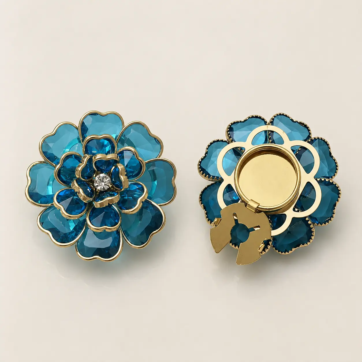 September Laurel  Vintage Floral Cufflinks for Women, Elegant Green Flower Shirt Cuff Buttons, Gold-Tone Layered Petal Statement Accessory, Chic Blouse Jewelry Gift for Women