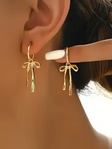 September Laurel Women's Elegant Bowknot Design Dangle Earrings, Exquisite Trendy Dangle Earrings, Fashionable Jewelry for Women for Daily & Party Decoration Valentine’s Day gift