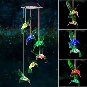 Wind Chime Solar Hummingbird Wind Chimes Outdoor/Indoor Outdoor Decor,Yard Decorations ,Memorial Wind Chimes,mom's Best Gifts.