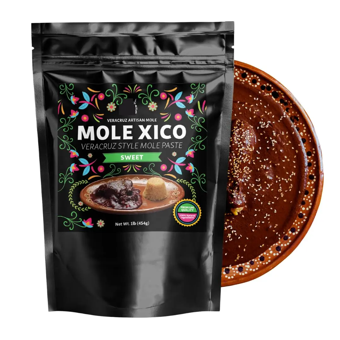 Auténtico Mole Xico Veracruz artesanal 1.1 lb (455gr) Sabor Dulce | Mole VeracruzanoSabor Artesanal Semidulce | Ingredientes de primera calidad, todo natural, sin OMG, sin aditivos. Importado de