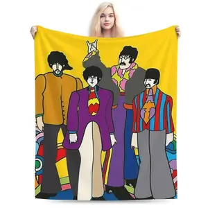 Yellow Submarine Blankets Soft Warm Flannel Throw Blanket Bedspread for Bed Living room Picnic Travel Home Sofa  Essential items for everyday home use.