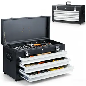 DESKTOP Tool Chest! 3-Tier LOCKABLE Organizer for Screwdrivers/Wrenches - Slim Metal Design Fits Workbench & Home Office