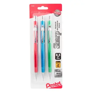 Sharp Mechanical Pencil, (0.5mm), Metallic Barrels, Assorted Colors (B/C/D), 3-Pk