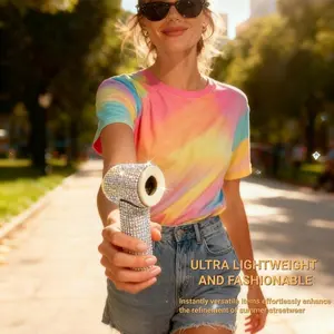 Shiny Diamond Mini Pocket Portable Fan Handheld Fan - 199 Adjustable Wind Speeds, Digital Display | Compact & Portable, Ideal Christmas/New Year Gift