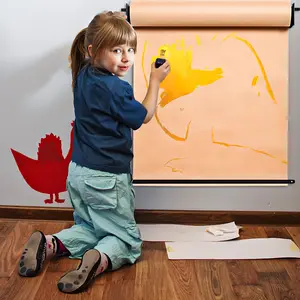 Wall Mounted Kraft Paper Dispenser Holder, Brown Paper Roll Holder, Heavy-Duty Paper Cutter Butcher Paper Dispenser To-Do Lists, DIY Drawing, Taking Note, Artwork