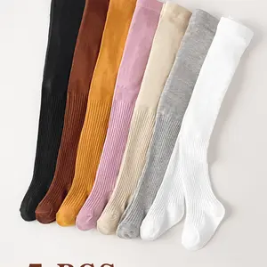 7 PCS Girls' Multi-Color Pantyhose Set, Spring & Fall Casual Style, Perfect for Daily Wear, Comfortable Stockings, Tights Stretch Set
