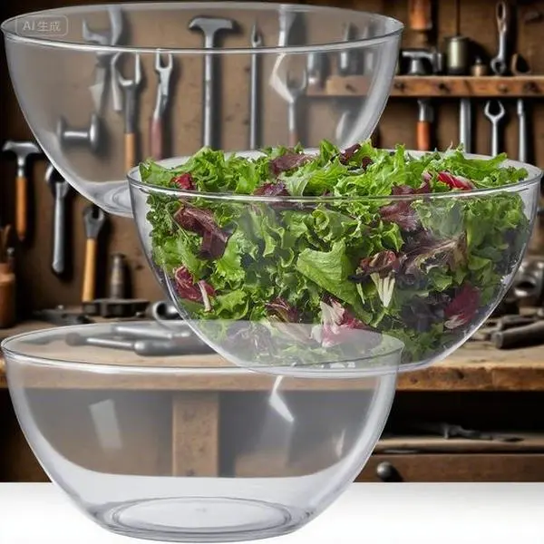 3-Piece Reusable BPA-Free Serving Bowls|   10-Inch Clear Acrylic Salad Bowls|   135 oz.Capacity Dishwasher Safe|   Made in USA Durable Plastic Bowls|   Lightweight Shatterproof for Entertaining